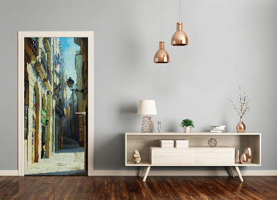 Papel de parede em porta Ruas de Barcelona