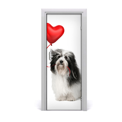 Papel de parede em porta Cachorro com um balão