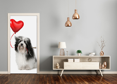 Papel de parede em porta Cachorro com um balão