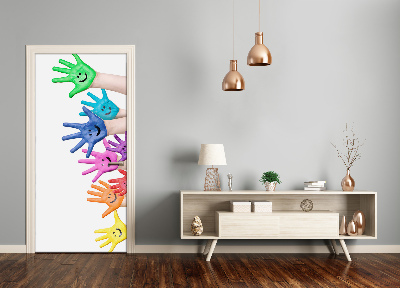 Papel de parede em porta Mãos pintadas