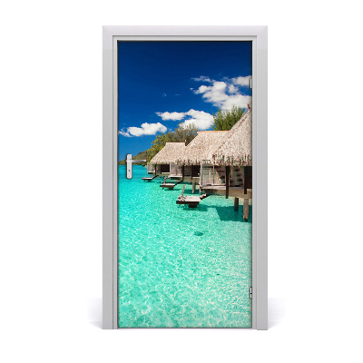 Papel de parede em porta Ilha tropical