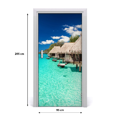 Papel de parede em porta Ilha tropical