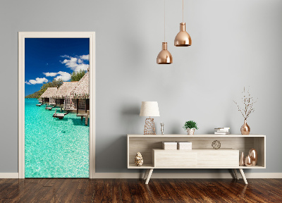 Papel de parede em porta Ilha tropical