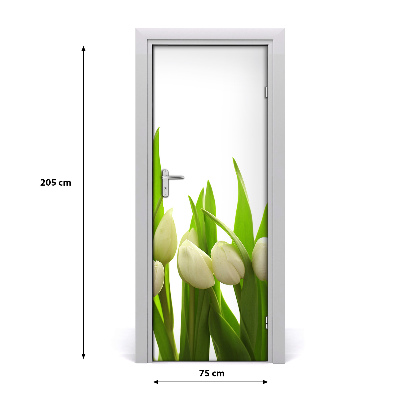 Papel de parede em porta Tulipas brancas