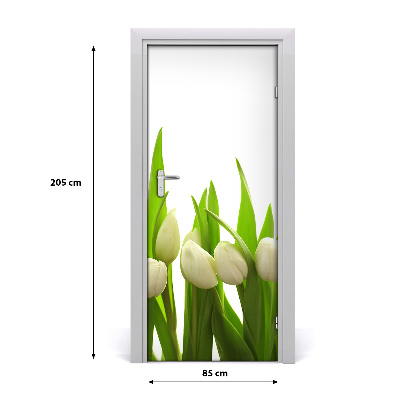 Papel de parede em porta Tulipas brancas