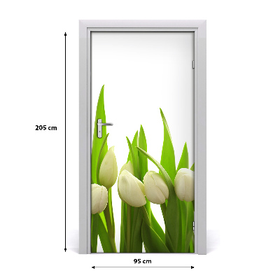 Papel de parede em porta Tulipas brancas