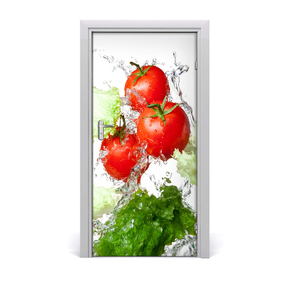 Papel de parede em porta Tomates e alface