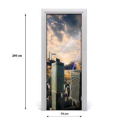 Papel de parede em porta Tempestade sobre Varsóvia