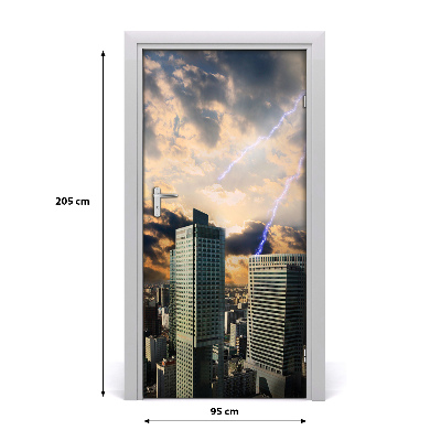 Papel de parede em porta Tempestade sobre Varsóvia