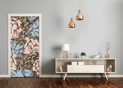 Papel de parede em porta Flores e folhas