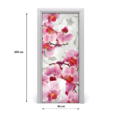 Adesivo em porta orquídea rosa