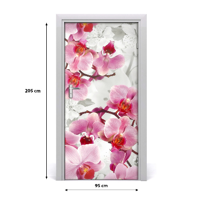 Adesivo em porta orquídea rosa