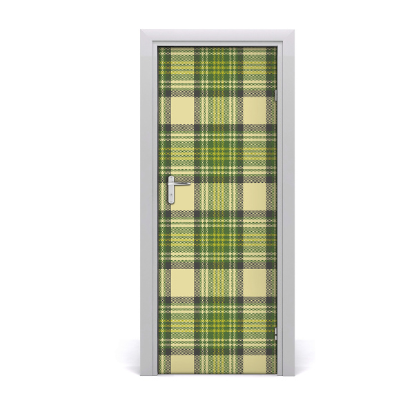 Adesivo em porta xadrez verde