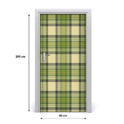 Adesivo em porta xadrez verde