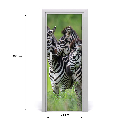 Papel de parede em porta Três zebras