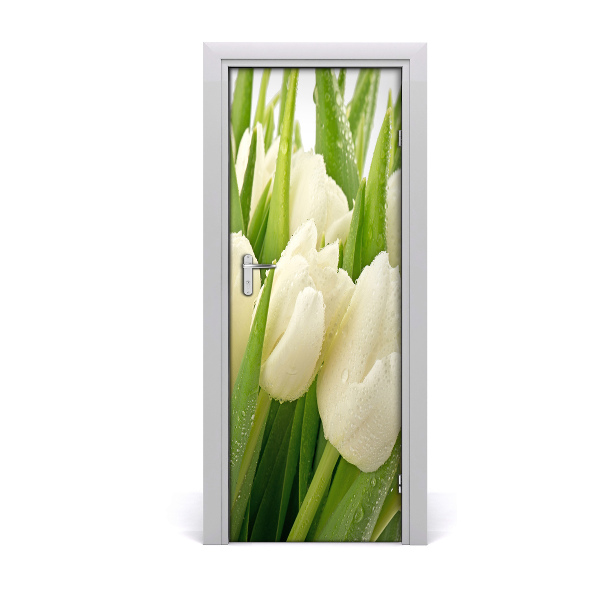 Adesivo em porta Tulipas brancas