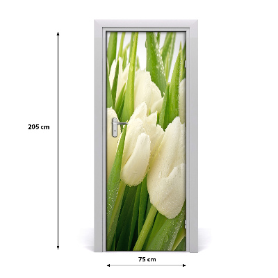 Adesivo em porta Tulipas brancas