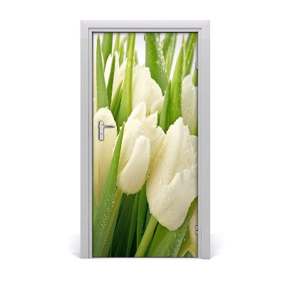 Adesivo em porta Tulipas brancas