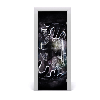 Autocolante para porta Borboletas em um pote