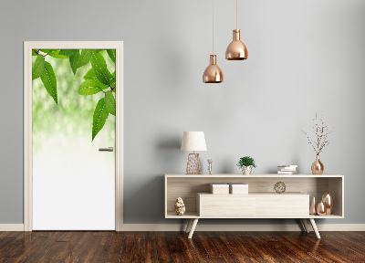 Papel de parede em porta Folhas verdes