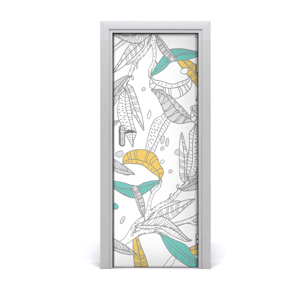 Adesivo em porta Folhas coloridas