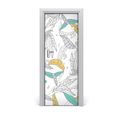 Adesivo em porta Folhas coloridas