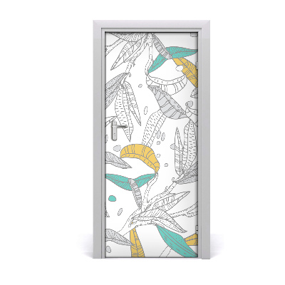 Adesivo em porta Folhas coloridas
