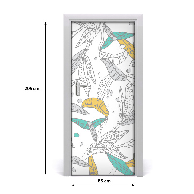 Adesivo em porta Folhas coloridas