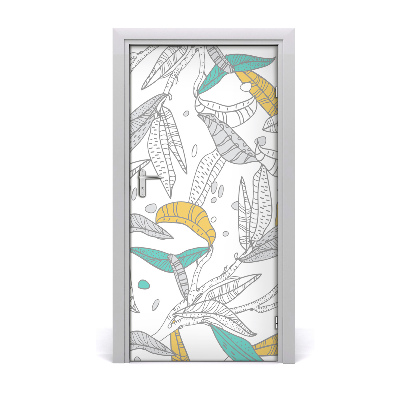 Adesivo em porta Folhas coloridas