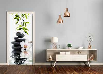 Adesivo em porta Orquídea e pedras