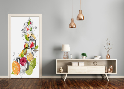 Papel de parede em porta Frutas e gelo