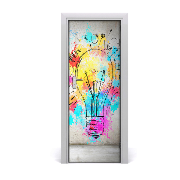 Adesivo em porta Lâmpada colorida