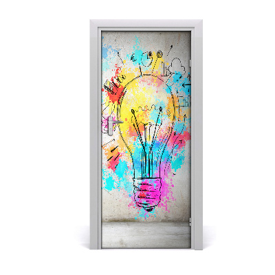 Adesivo em porta Lâmpada colorida