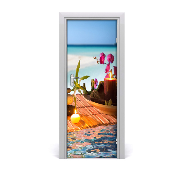 Papel de parede em porta Orquídea e bambu