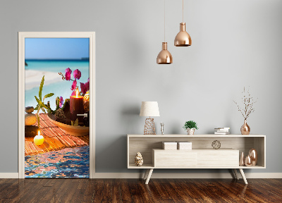 Papel de parede em porta Orquídea e bambu