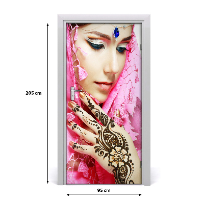 Autocolante para porta mulher indiana