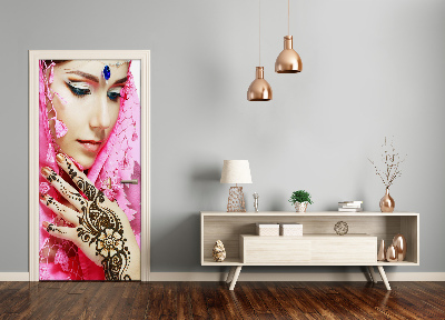 Autocolante para porta mulher indiana