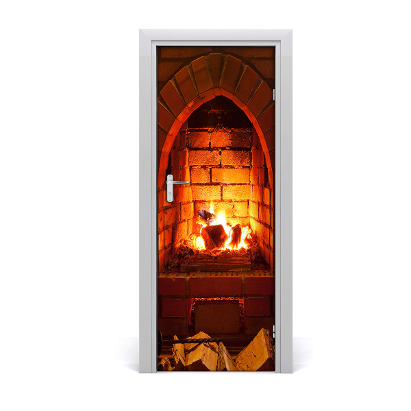Autocolante para porta Fogo na lareira