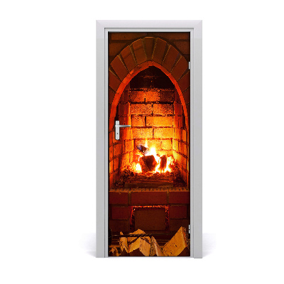 Autocolante para porta Fogo na lareira