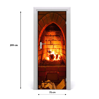 Autocolante para porta Fogo na lareira