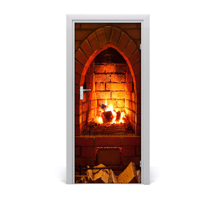 Autocolante para porta Fogo na lareira