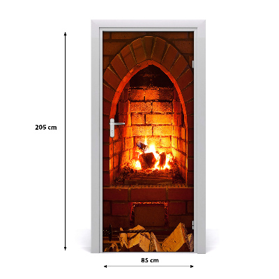 Autocolante para porta Fogo na lareira