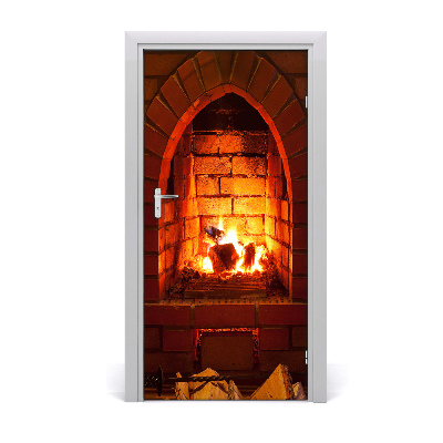 Autocolante para porta Fogo na lareira