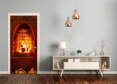 Autocolante para porta Fogo na lareira