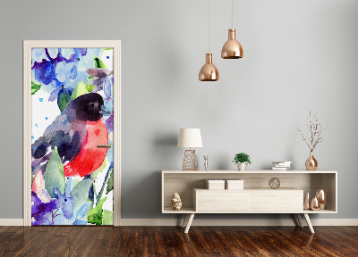 Autocolante para porta Pássaros e flores