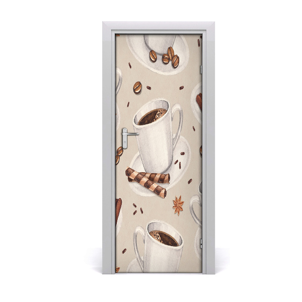 Autocolante para porta Uma xícara de café