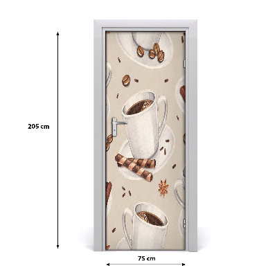 Autocolante para porta Uma xícara de café