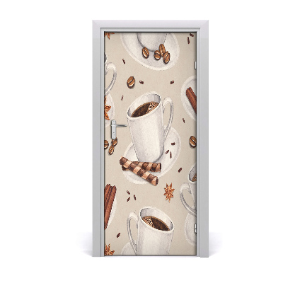 Autocolante para porta Uma xícara de café