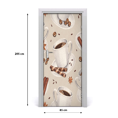 Autocolante para porta Uma xícara de café