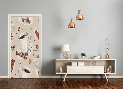 Autocolante para porta Uma xícara de café